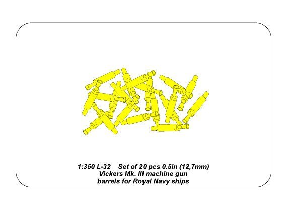 Aber 350L-32 Set of 20 pcs 0,5in (12,7mm) Vickers Mk.III machine gun barrels for Royal Navy ships 1/350 – Bild 5