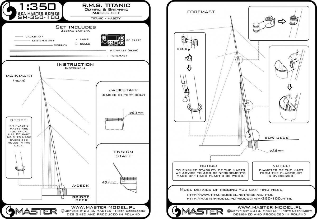 Master SM-350-100 R.M.S. Titanic (Olympic, Britannic) – zestaw masztów 1/350 – Bild 3