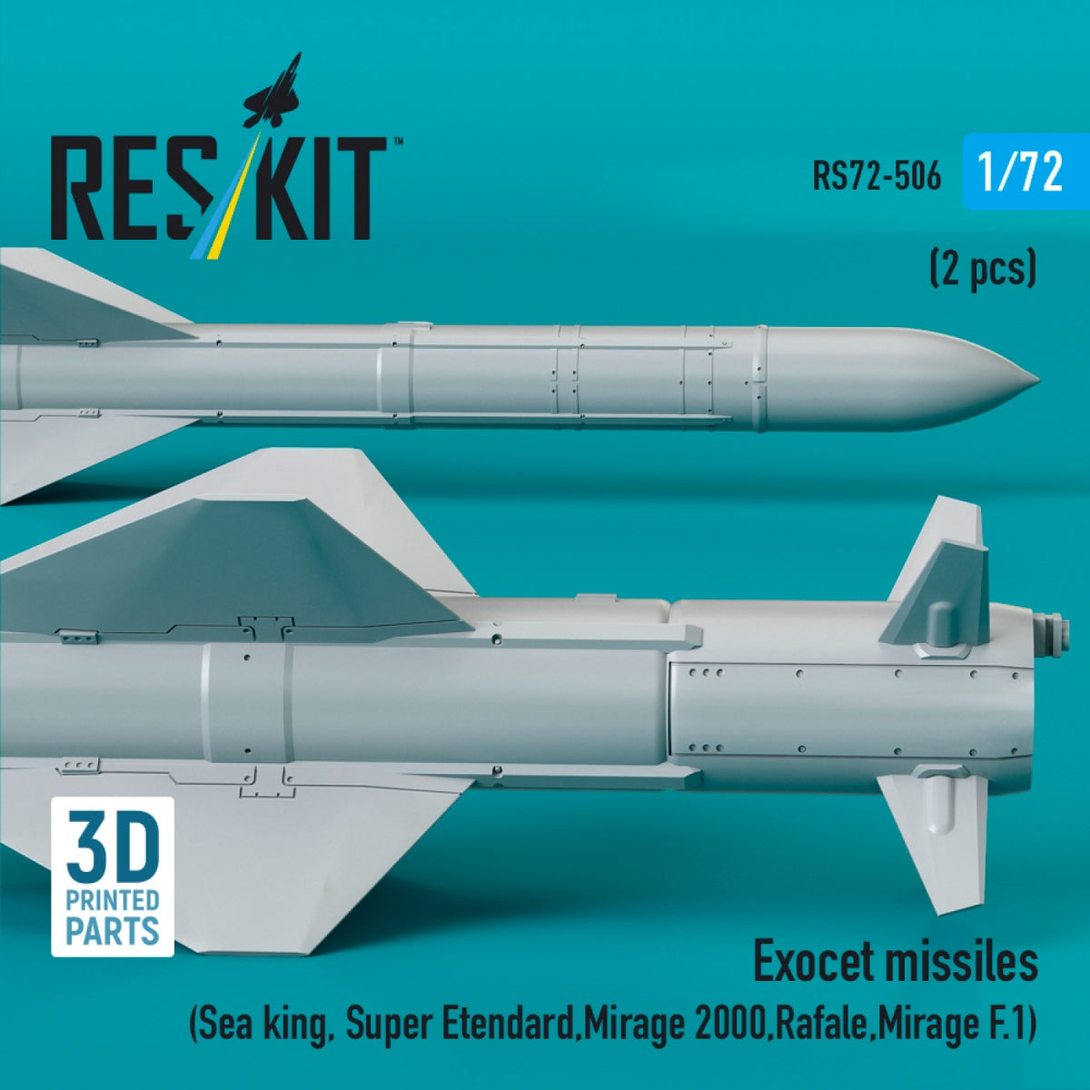RESKIT RS72-0506 Exocet missiles (2 pcs) (3D Printed) 1/72 – immagine 2