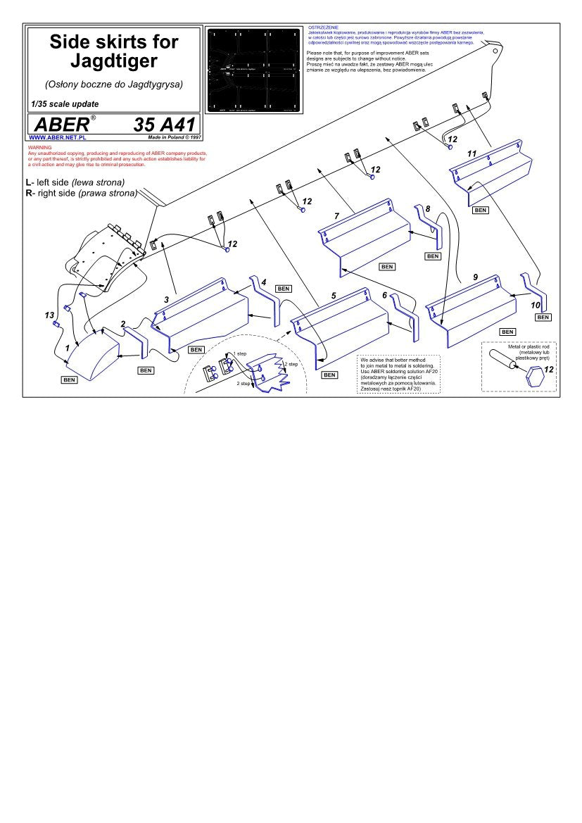 Aber 35A041 Osłony boczne do Jagdtiger 1/35 – immagine 4