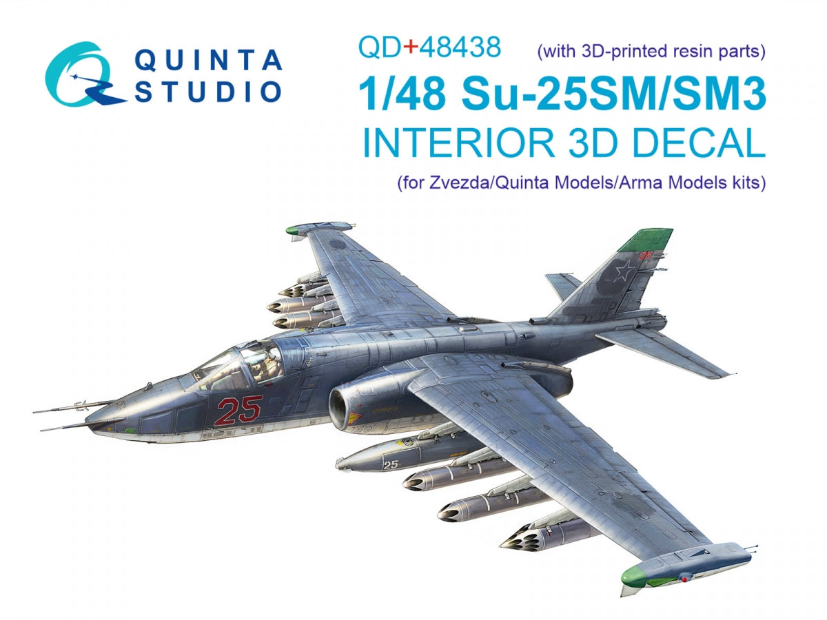 Quinta Studio QD+48438 Su-25SM/SM3 3D-Printed coloured Interior on decal paper (Zvezda/Quinta Models/Arma Models) 1/48
