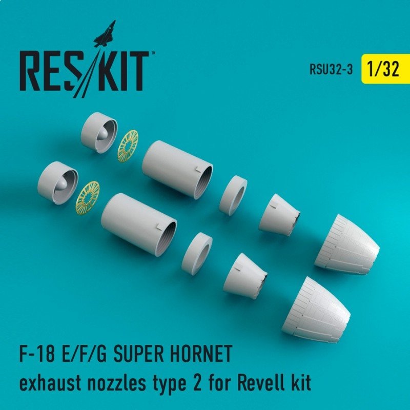 RESKIT RSU32-0003 F-18 SUPER HORNET Type 2 exhaust nozzles for Revell 1/32