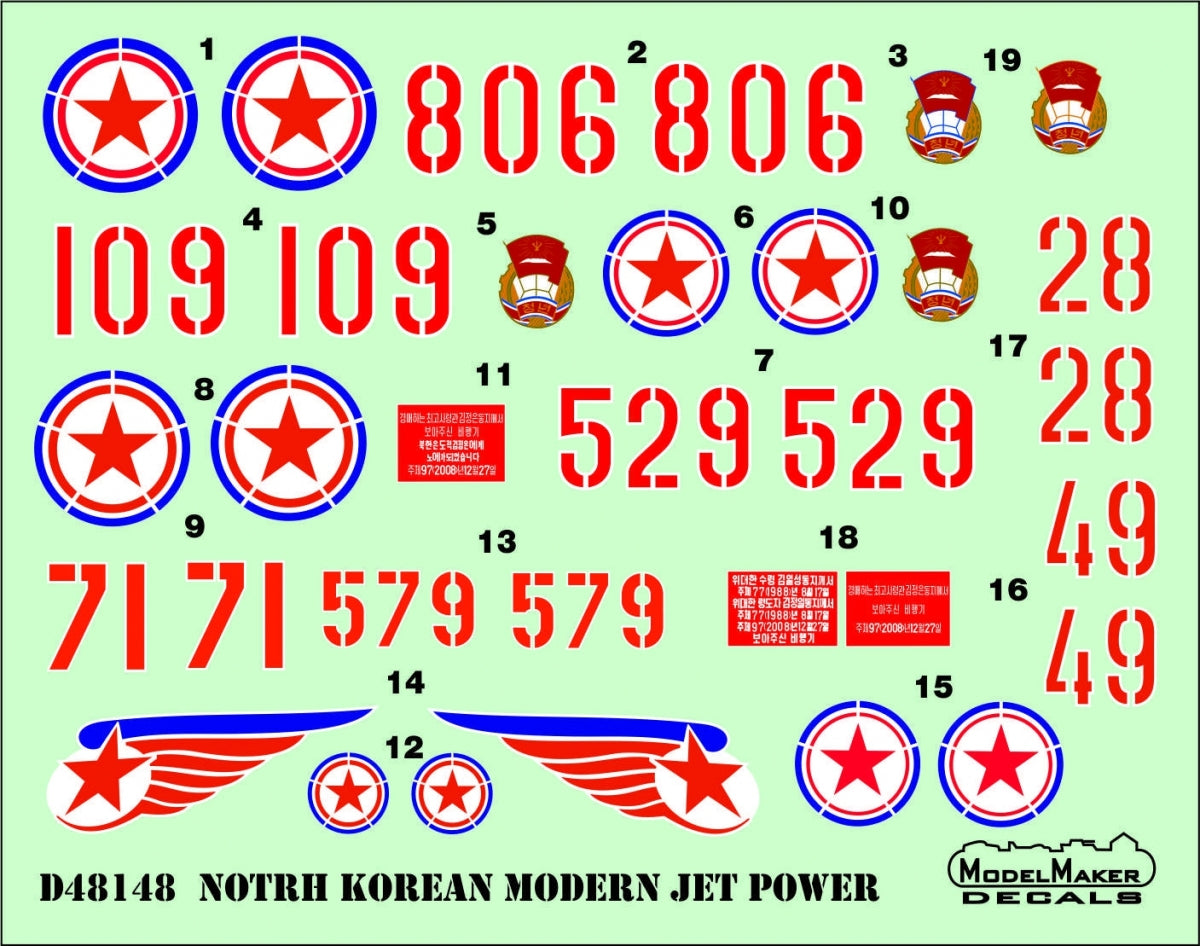 ModelMaker Decals D48148 North Korean Modern Jet Power 1/48 – Bild 2