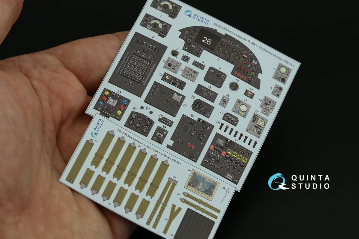 Quinta Studio QD32150 Avro Lancaster B. Mk.I/III 3D-Printed &amp;amp; coloured Interior on decal paper (Border Model) 1/32 – zdjęcie 3