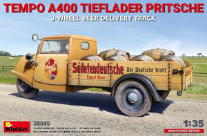 MiniArt 38045 TEMPO A400 TIEFLADER PRITSCHE CAMION DE LIVRAISON DE BIÈRE À 3 ROUES 1/35