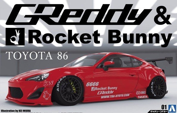 Aoshima 05093 Toyota 86 12 Greddy / Rocket Bunny Enkei Version 1/24