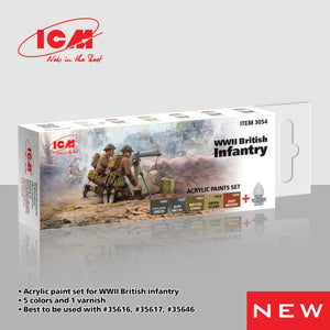 Coffret de peintures acryliques ICM 3054 pour l&amp;#39;infanterie britannique de la Seconde Guerre mondiale, 12 ml x 6