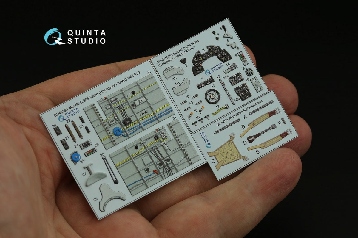 Quinta Studio QD48391 Macchi C.205 Veltro 3D-Printed &amp;amp; coloured Interior on decal paper (Hasegawa/Italeri) 1/48 – imagen 3