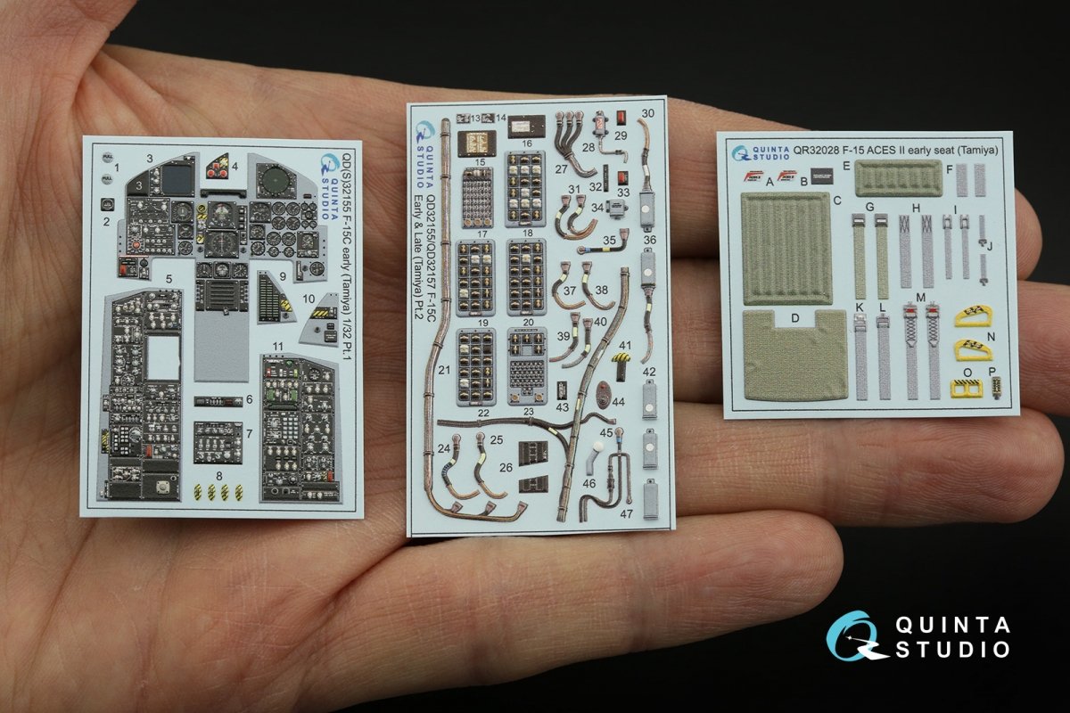 Quinta Studio QD32155 F-15C Early/F-15A/F-15J early 3D-Printed &amp;amp; coloured Interior on decal paper (Tamiya) 1/32 – Bild 2