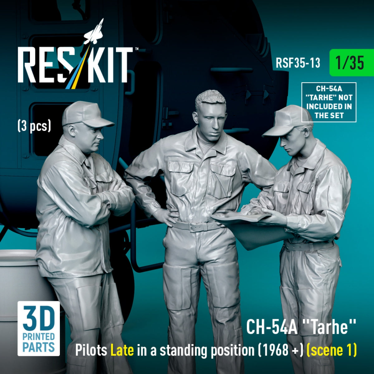 RESKIT RSF35-0013 CH-54A &amp;quot;Tarhe&amp;quot; pilots Late in a standing position (1968 +) (scene 1) (3 pcs) (3D Printed) 1/35 – image 4