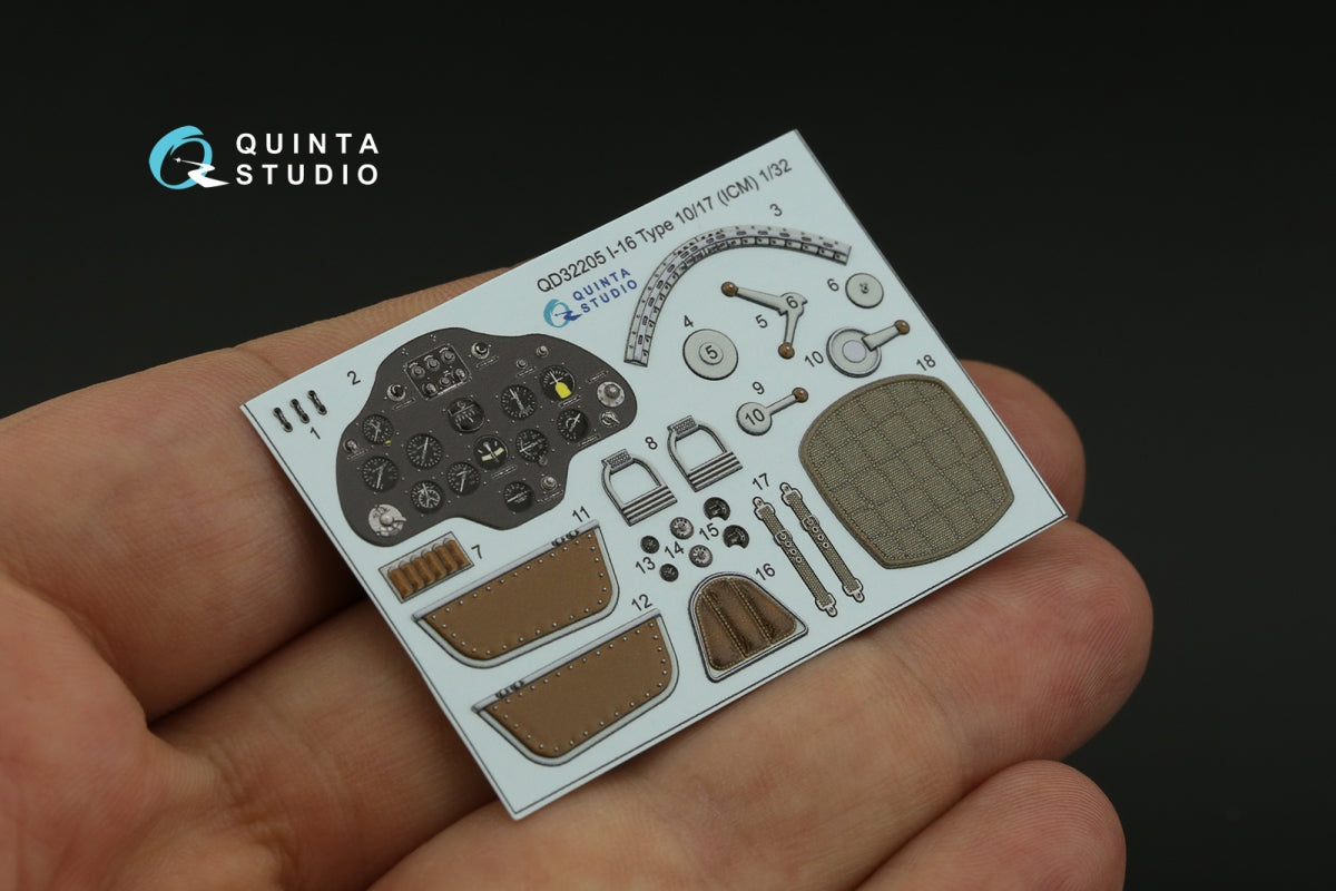 Quinta Studio QD32205 I-16 Type 10/17 3D-Printed coloured Interior on decal paper (ICM) 1/32 – immagine 9
