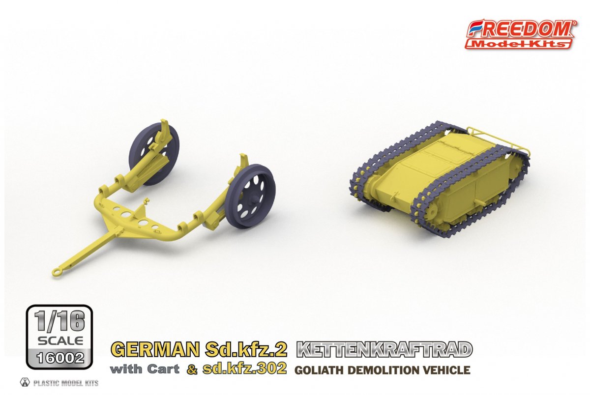 Freedom 16002 ALLEMAND SD.KFZ.2 KETTENKRAFTRAD &amp;amp; SD.KFZ.302 VÉHICULE DE DÉMOLITION GOLIATH 1/16 – image 4