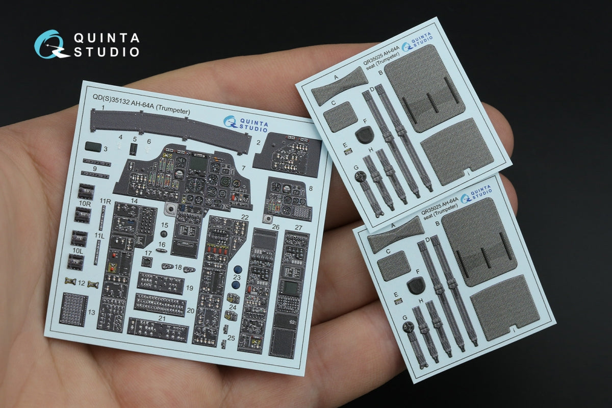 Quinta Studio QD35132 AH-64A 3D-Printed coloured Interior on decal paper (Trumpeter) 1/35 – Bild 3