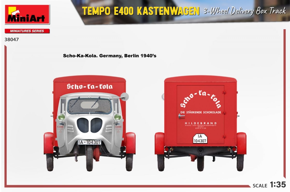 MiniArt 38047 TEMPO E400 KASTENWAGEN 3-WHEEL DELIVERY BOX TRACK 1/35 – Bild 18