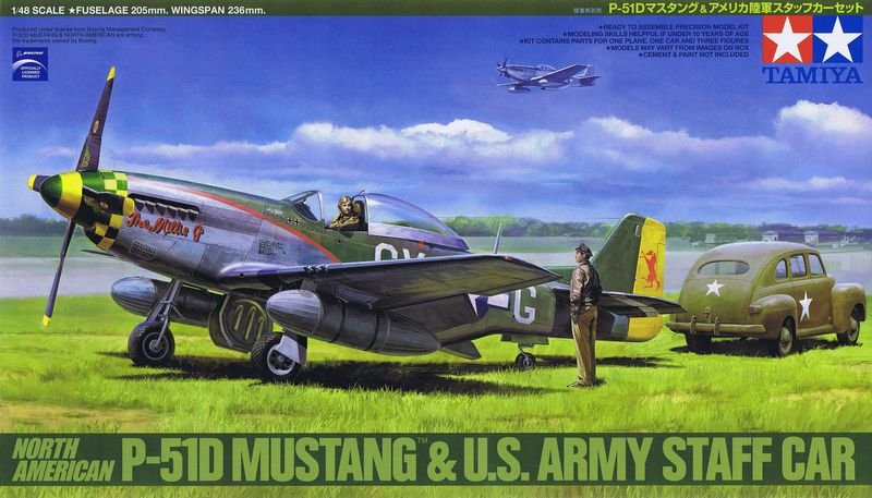 Tamiya 89732 N.A. P51-D Mustang and Staff Car 1/48