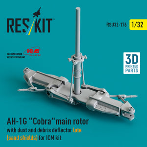 RESKIT RSU32-0176 AH-1G &amp;quot;Cobra&amp;quot; main rotor with dust and debris deflector (sand shields) late version for ICM kit (3D Printed) 1/32 – imagen 2