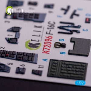 KELIK K72096 F-16C - interior 3D decals for Hasegawa kit 1/72 – imagen 3