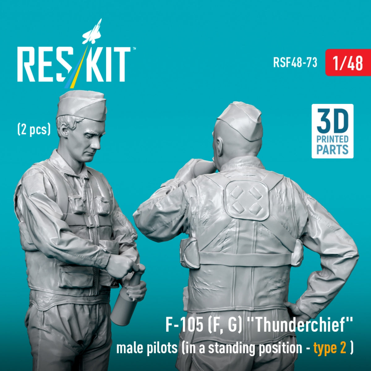 RESKIT RSF48-0073 F-105 (F, G) « Thunderchief » pilotes masculins (position debout - type 2) (2 pièces) (Impression 3D) 1/48  – image 2
