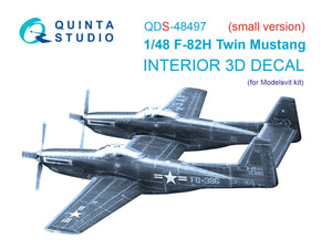 Quinta Studio QDS-48497 F-82H Twin Mustang 3D-Printed coloured Interior on decal paper (Modelsvit) (Small version) 1/48