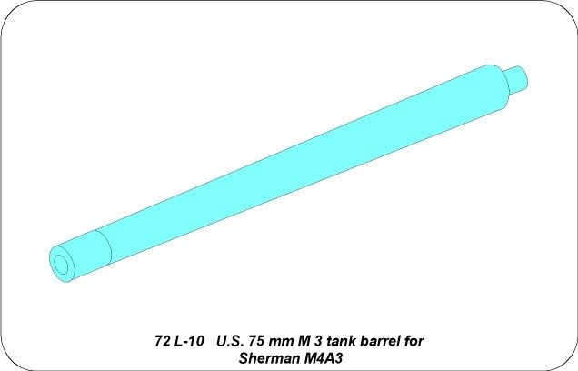 Aber 72L-10 Lufa 75mm M3 do czołgu Sherman M4A3 / US 75mm M3 tank barrel for Sherman M4A3 1/72 – zdjęcie 3