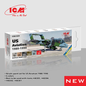 Coffret de peinture acrylique ICM 3028 pour l&amp;#39;aviation américaine (1980-1990), 6 pots de 12 ml