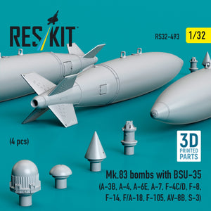 RESKIT RS32-0493 Mk.83 bombs with BSU-35 (4 pcs) (3D printed) 1/32 – Bild 2