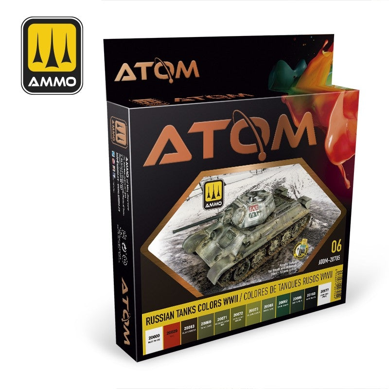 AMMO of Mig Jimenez ATOM 20705 Russian Tanks ColorsS WWII Set 12 x 20 ml