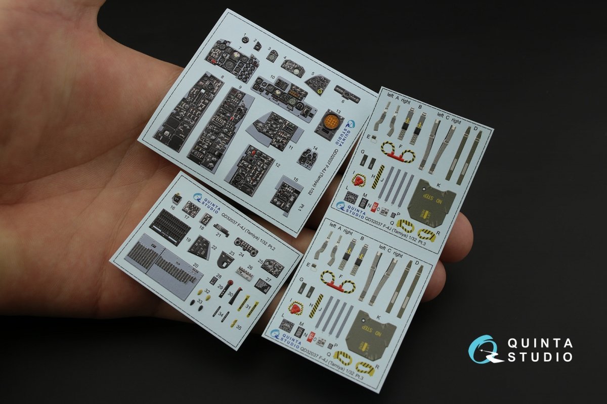 Quinta Studio QD32037 F-4J 3D-Printed &amp;amp; coloured Interior on decal paper (for Tamiya kit) 1/32 – immagine 2