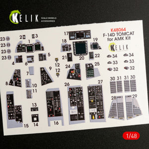 KELIK K48064 F-14D TOMCAT INTERIOR 3D DECALS FOR AMK KIT 1/48 – Bild 3