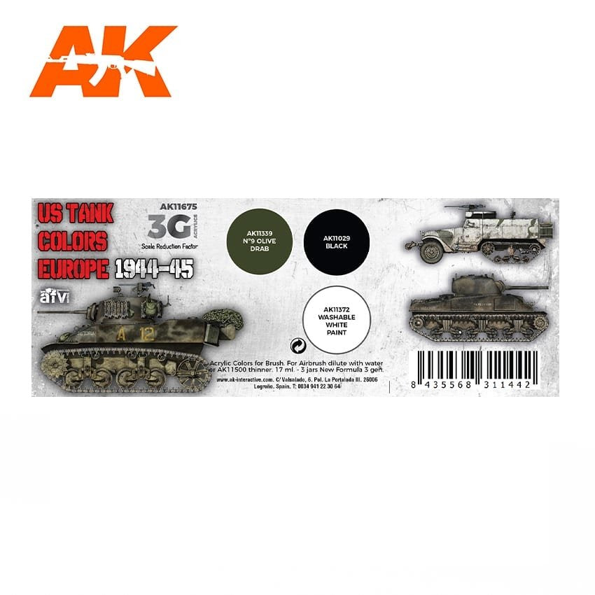 AK Interactive AK11675 3G Couleurs des chars américains Europe 1944-1945 3x17 ml – image 2