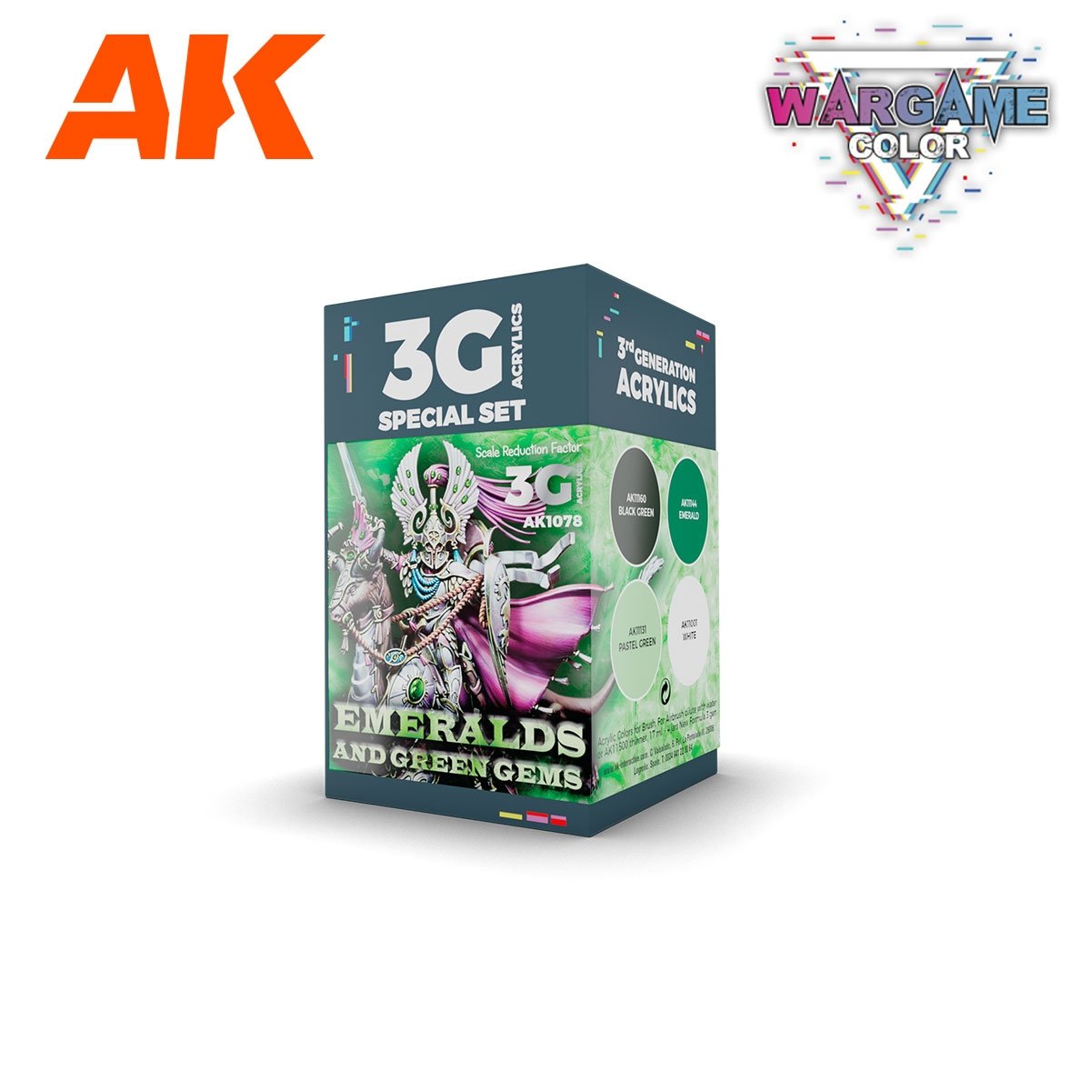 AK Interactive AK1078 Coffret de couleurs pour jeu de guerre. Émeraudes et gemmes vertes 4 x 17 ml