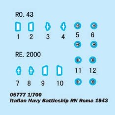 Trumpeter 05777 Italian Navy Battleship RN Roma (1943) 1/700 – immagine 13