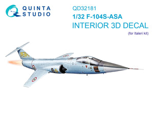 Quinta Studio QD32181 F-104S-ASA 3D-Printed coloured Interior on decal paper (Italeri) 1/32