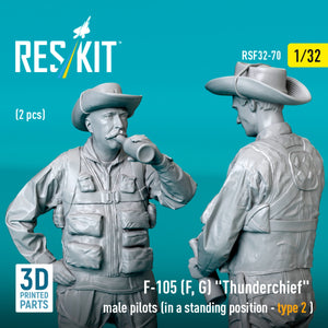 RESKIT RSF32-0070 F-105 (F, G) &amp;quot;Thunderchief&amp;quot; male pilots (in a standing position - type 2) (2 pcs) (3D Printed) 1/32 – immagine 2