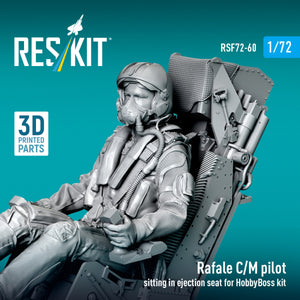 RESKIT RSF72-0060 Rafale C/M pilot sitting in ejection seat for HobbyBoss kit (1 pcs) (3D Printed) 1/72