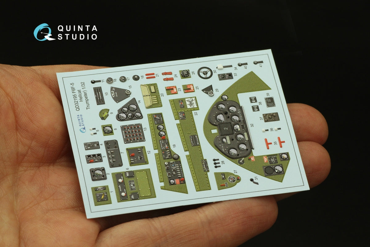 Intérieur imprimé en 3D et coloré sur papier décalcomanie Quinta Studio QD32195 F6F-5 Hellcat (Trumpeter) 1/32 – image 4
