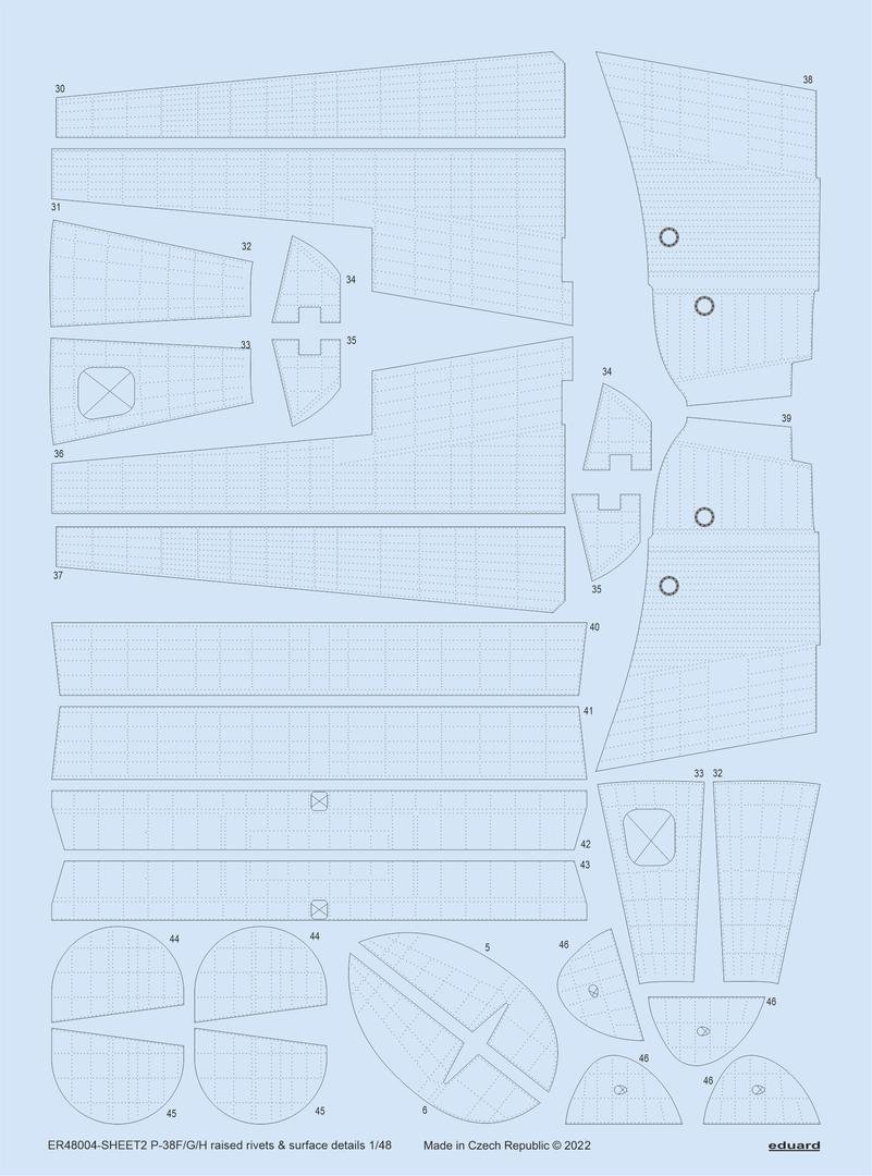Eduard ER48004 P-38F/ G/H raised rivets &amp;amp; surface details TAMIYA 1/48 – imagen 2