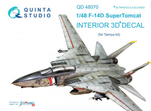 Quinta Studio QD48070 F-14D 3D-Printed &amp;amp; coloured Interior on decal paper (for Tamiya kit) 1/48