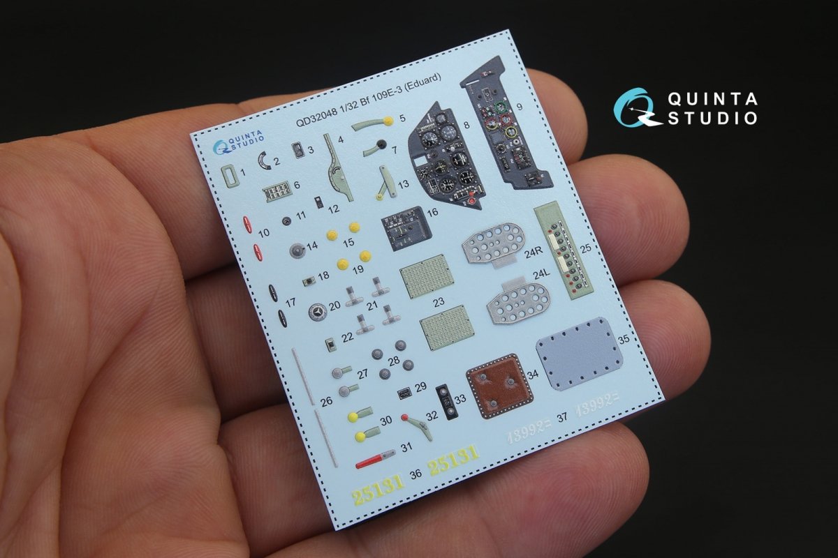 Quinta Studio QD32048 Bf 109E-3 3D-Printed &amp;amp; coloured Interior on decal paper (for Eduard kit) 1/32 – immagine 3