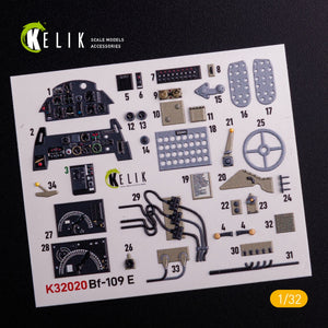 KELIK K32020 BF-109 E - Interior 3D Decal with 3D printed parts for Trumpeter kit 1/32 – imagen 3