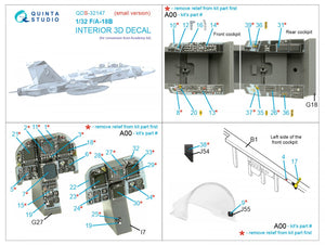 Quinta Studio QDS-32147 F/A-18B Early 3D-Printed &amp;amp; coloured Interior on decal paper (Academy) (Small version) 1/32 – zdjęcie 12