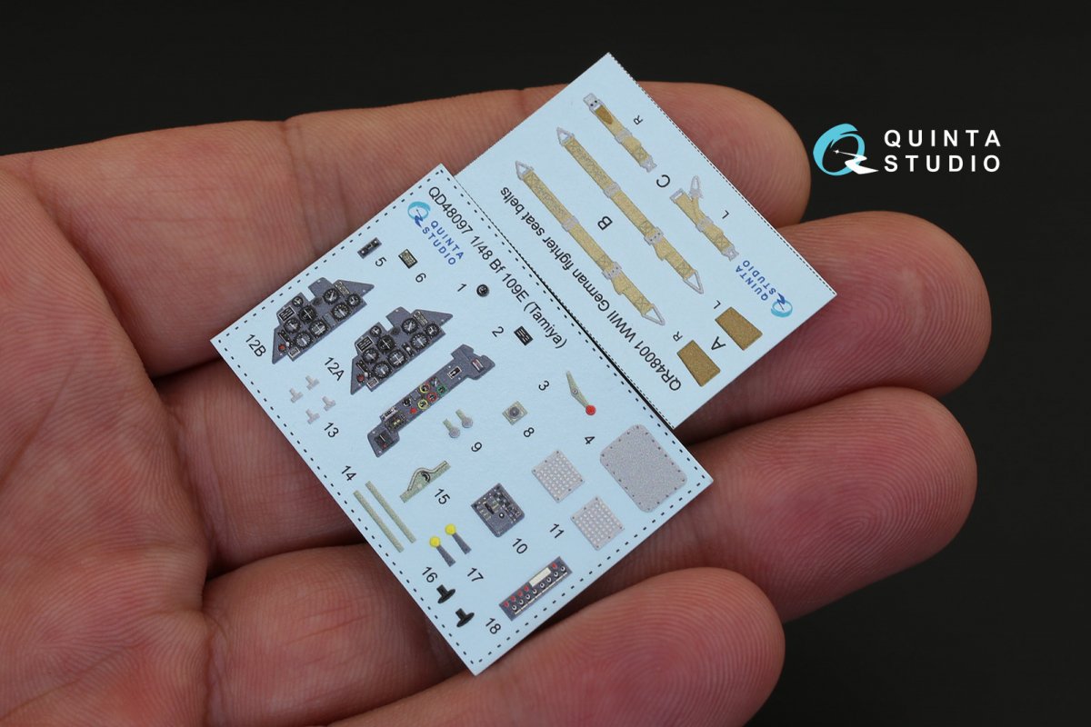 Quinta Studio QD48097 Bf 109E 3D-Printed &amp;amp; coloured Interior on decal paper (for Tamiya kit) 1/48 – Bild 2