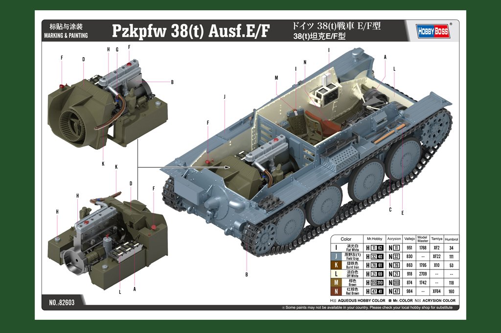 Hobby Boss 82603 38(t) tank E/F type 1/16 – immagine 6