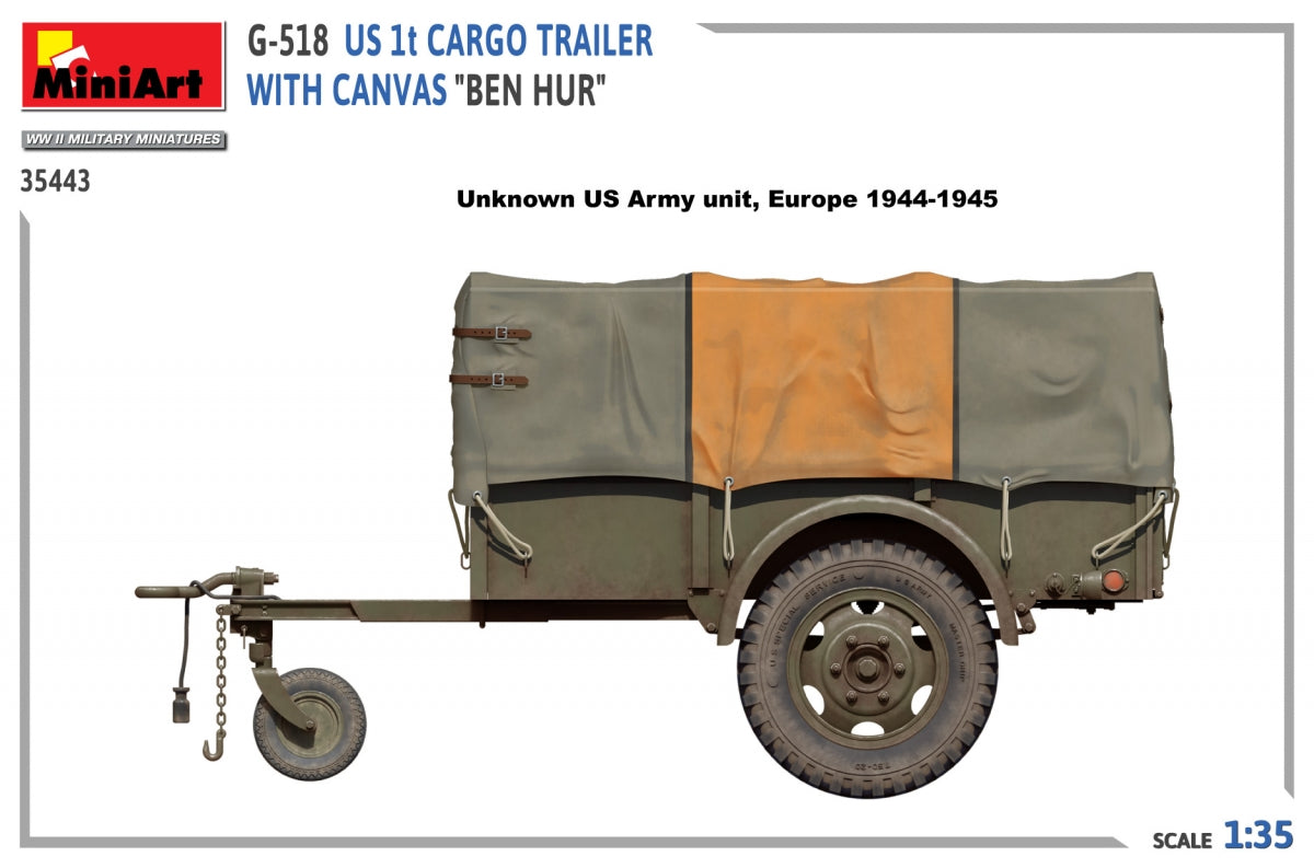 MiniArt 35443 G-518 US 1t CARGO TRAILER WITH CANVAS BEN HUR 1/35 – Bild 6