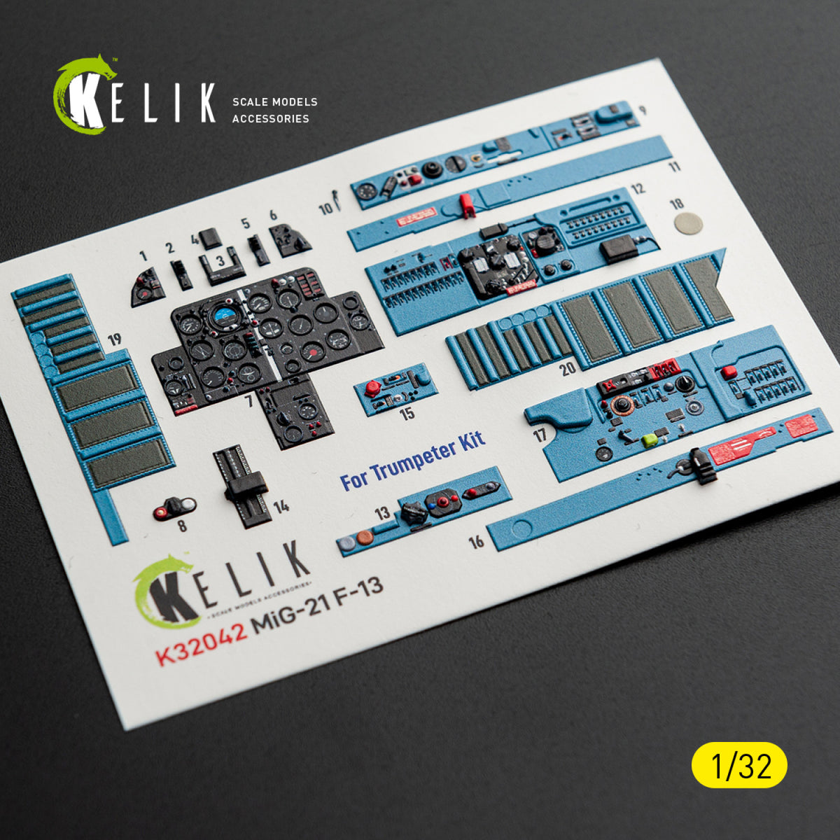 KELIK K32042 Mikoyan MiG-21 F-13 Export Version- Interior 3D Decals (for Trumpeter Kits) 1/32 – zdjęcie 13