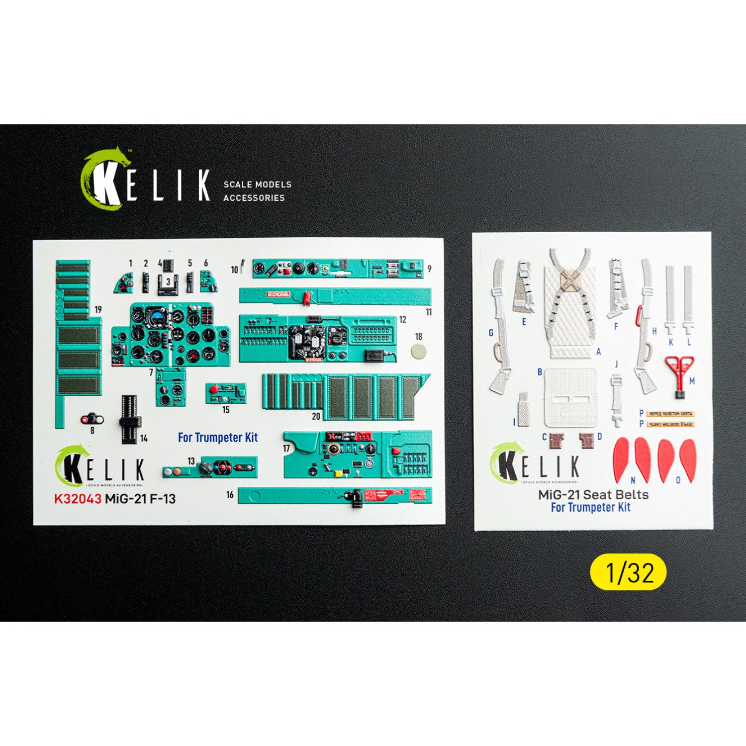 KELIK K32043 Mikoyan MiG-21 F-13 - Interior 3D Decals (for Trumpeter Kits) 1/32