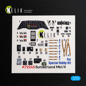 KELIK K72245 Short Sunderland Mk.I / Mk.II - Interior 3D Decals (for Special Hobby Kits) 1/72