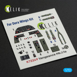 KELIK K72249 Vultee Vengeance Mk.I / Mk.Ia - Interior 3D Decals (for Dora Wings Kits) 1/72 – immagine 3