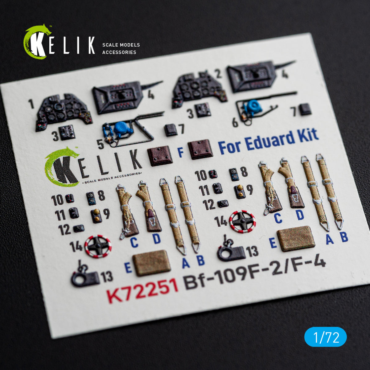 KELIK K72251 Messerschmitt Bf-109 F-2 / F-4 - Interior 3D Decals (for Eduard Kits) 1/72 – image 4