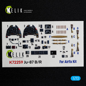 KELIK K72259 Junkers Ju-87 B/R Stuka - Interior 3D Decals (for Airfix Kits) 1/72 – imagen 2
